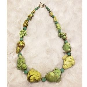 Lime Green Turquoise Nugget Necklace